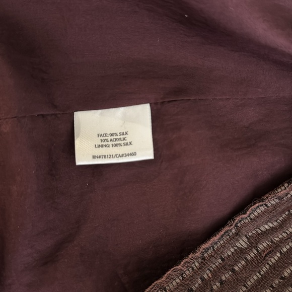 Eileen Fisher Silk Blend Blazer Wine Open Front 3/4 Sleeve Sz XS and pockets - Picture 5 of 5